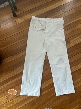 Mother The Rambler Ankle White Straight-Leg Jeans